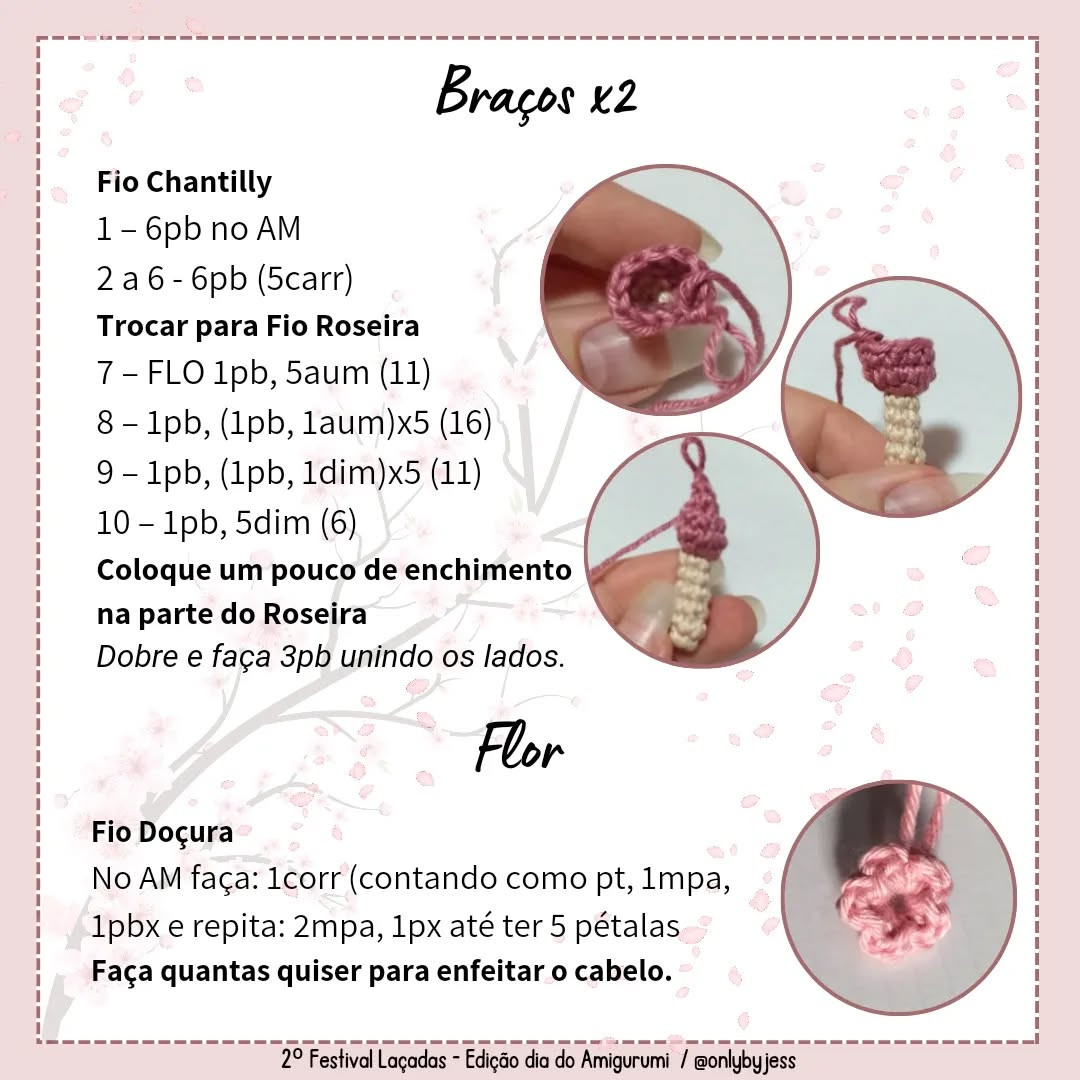Hanami: Gráfico de amigurumi grátis de uma menina