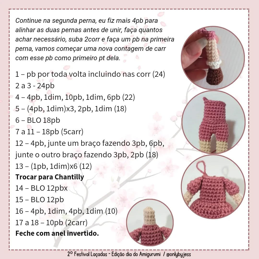 Hanami: Gráfico de amigurumi grátis de uma menina