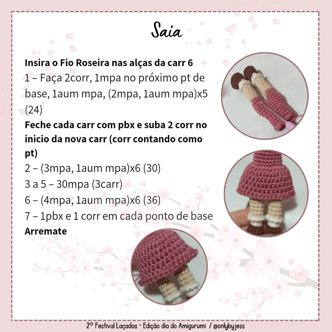 Hanami: Gráfico de amigurumi grátis de uma menina