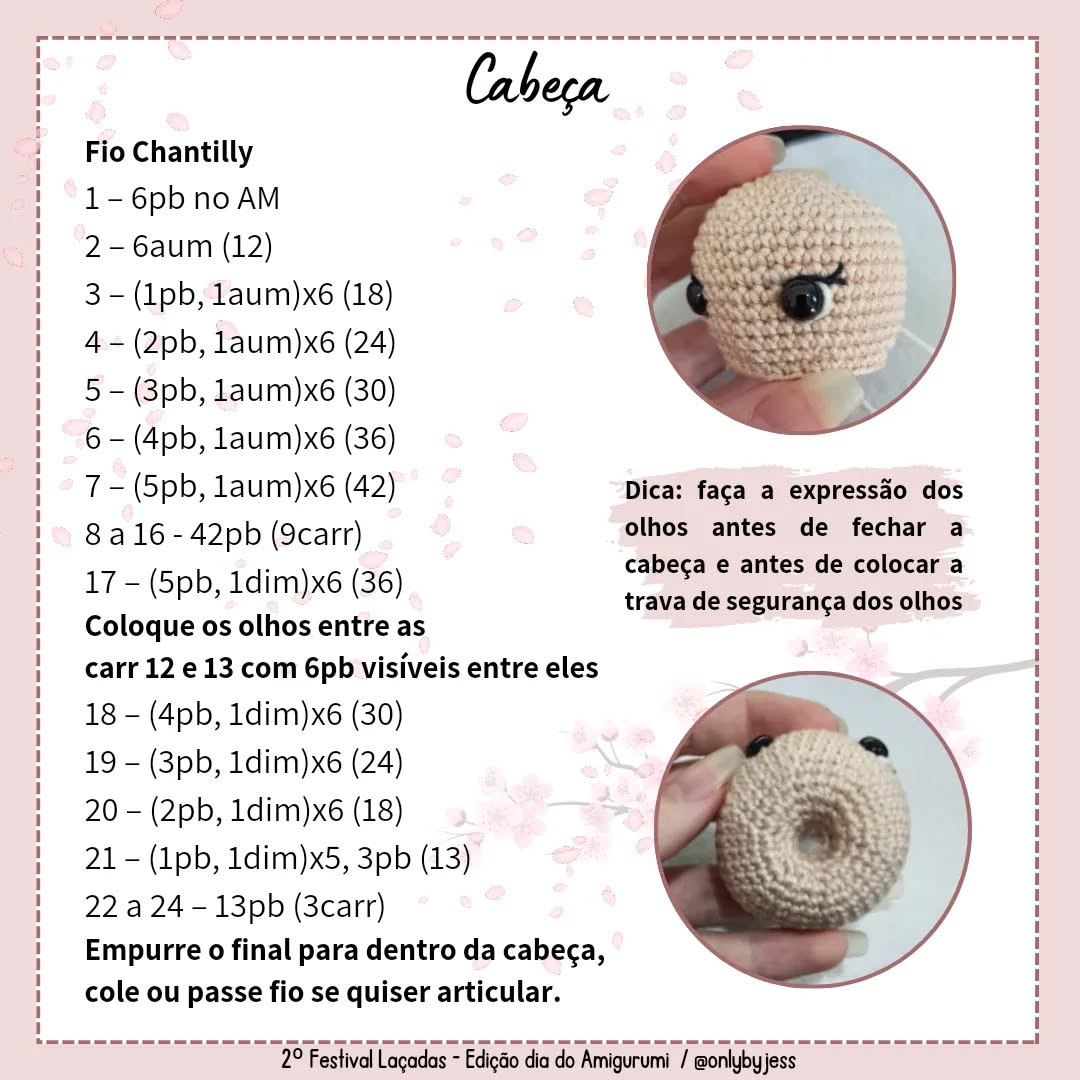 Hanami: Gráfico de amigurumi grátis de uma menina