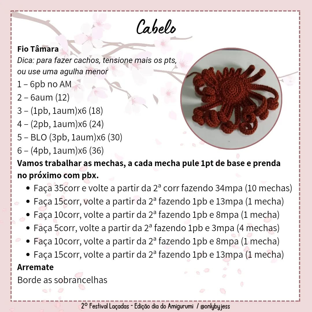 Hanami: Gráfico de amigurumi grátis de uma menina