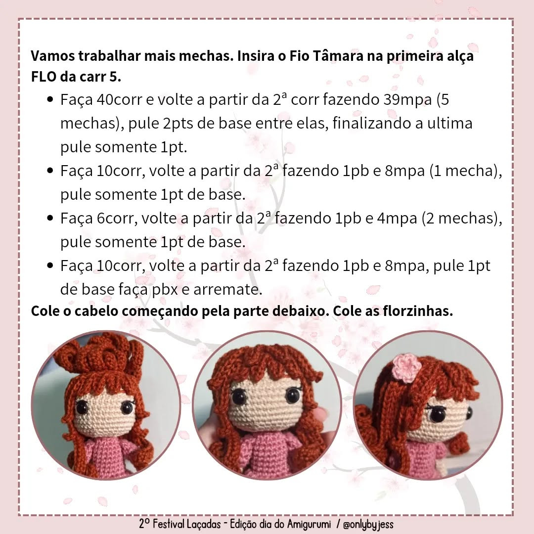 Hanami: Gráfico de amigurumi grátis de uma menina
