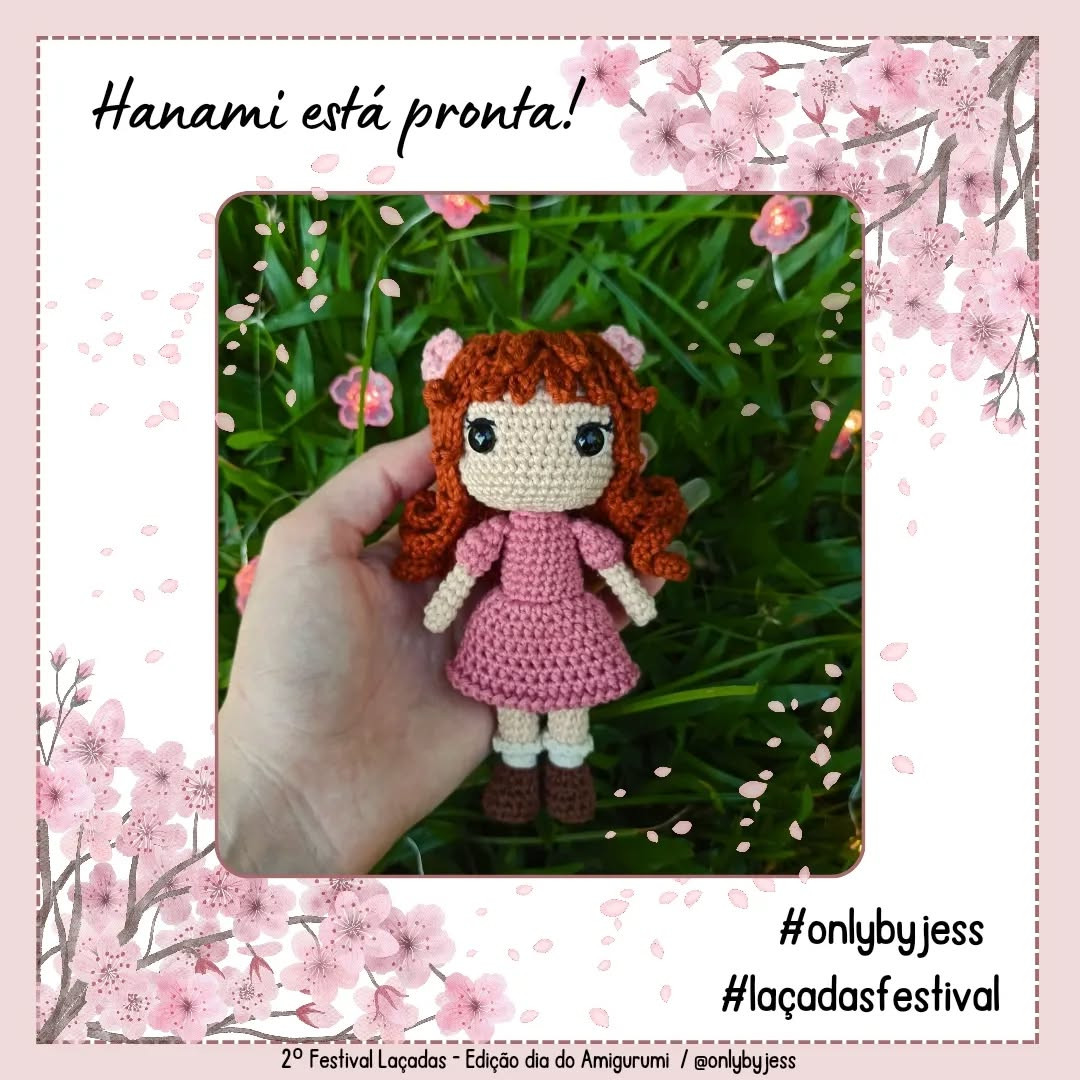 Hanami: Gráfico de amigurumi grátis de uma menina
