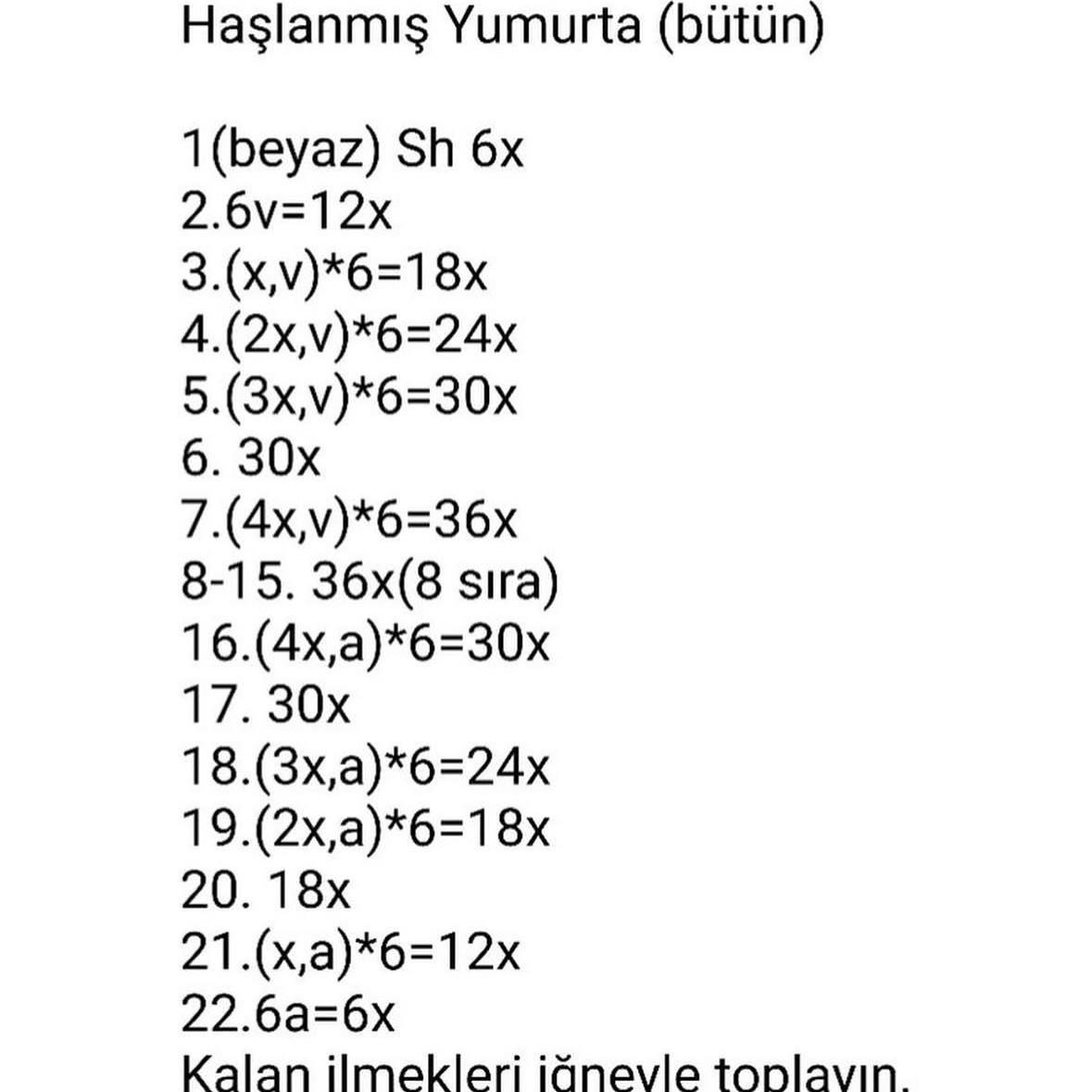 HAŞLANMIŞ YUMURTA AMİGURUMİ TARİFİ