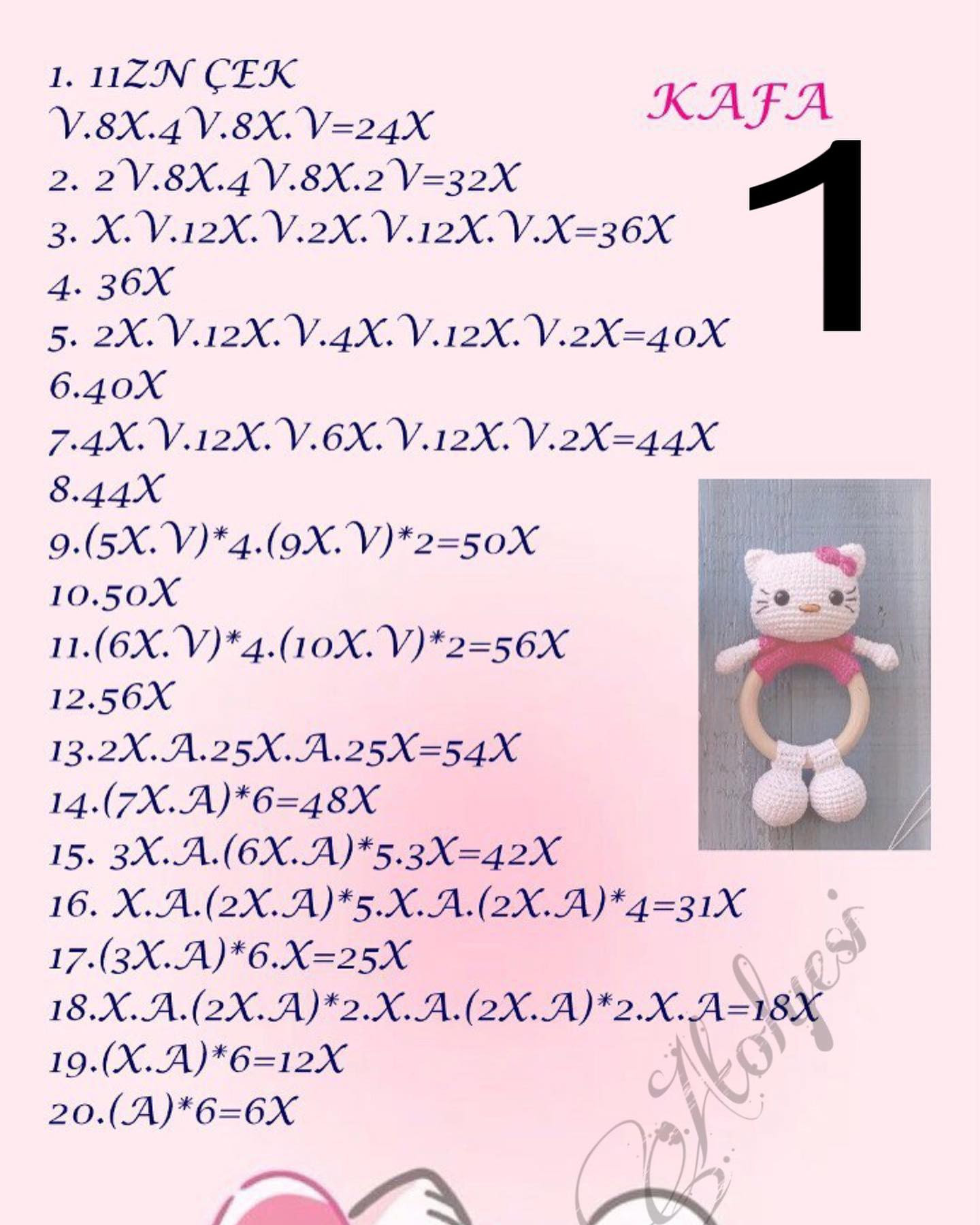 Hello Kitty Tığ işi Çıngırak Şeması