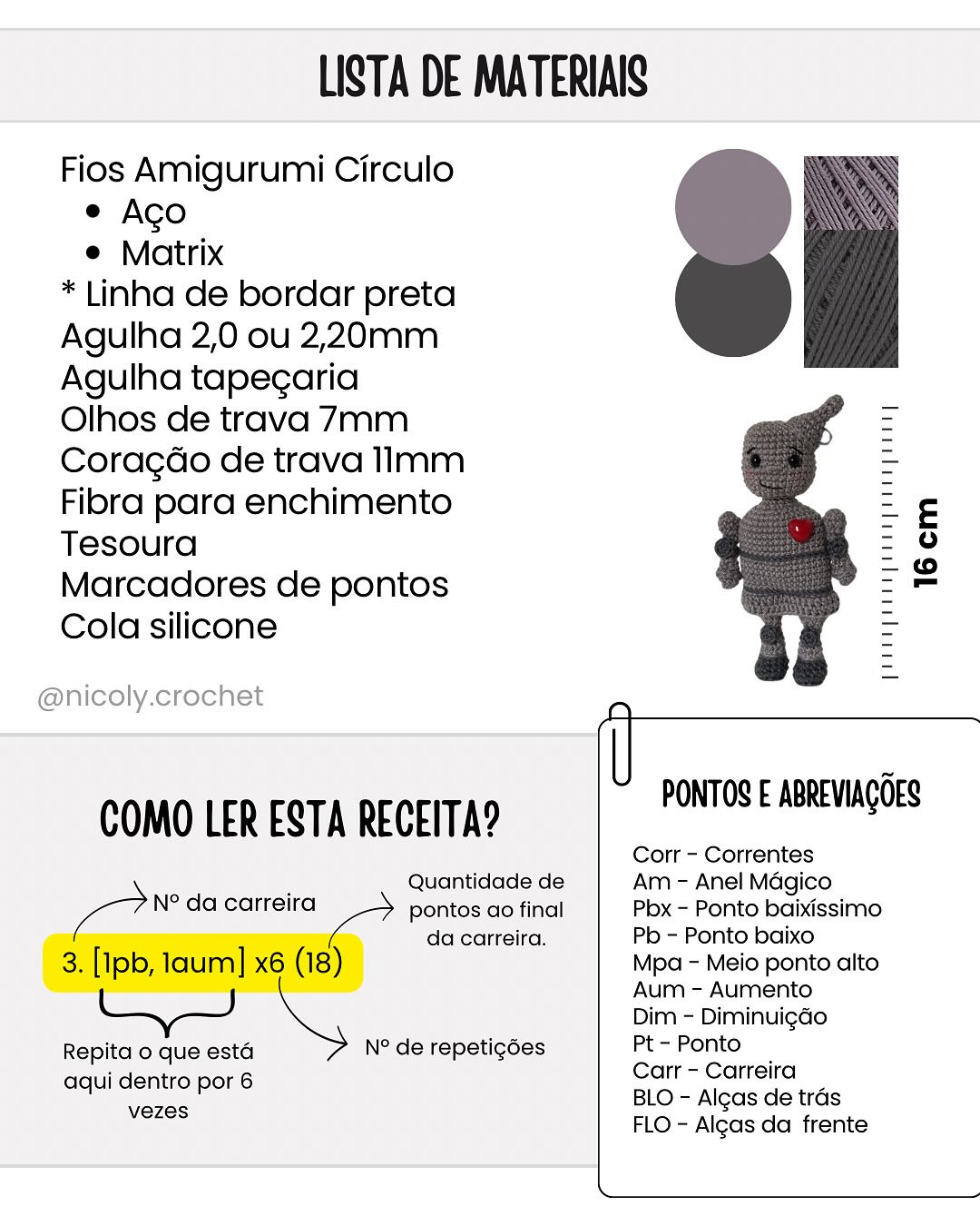HOMEM DE LATA Amigurumi: Gráfico de crochê grátis!