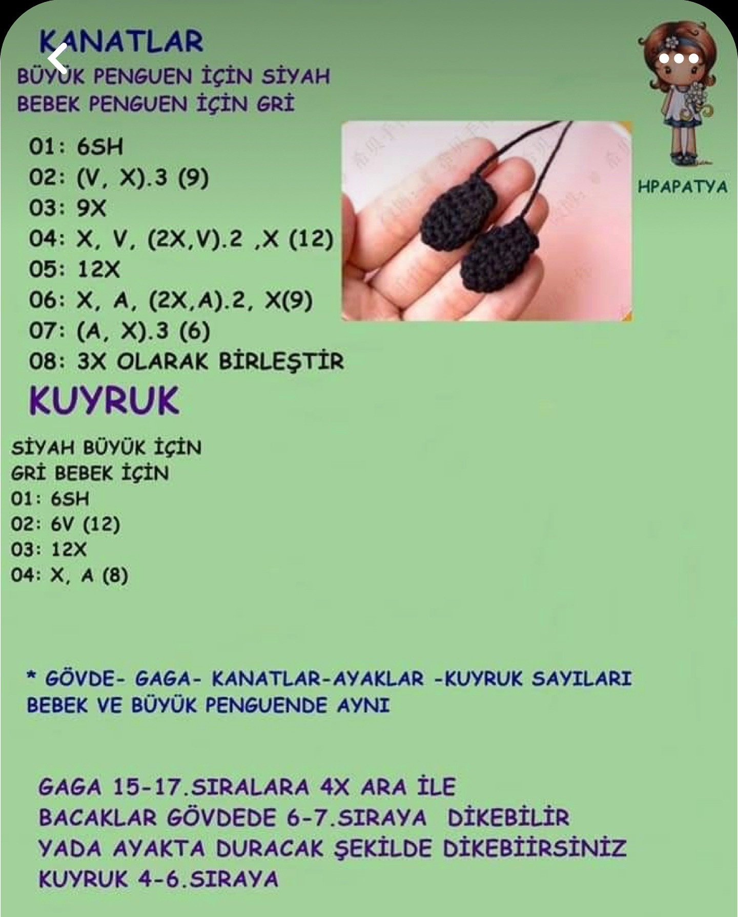 İğne oyası sevimli penguen amigurumi şeması