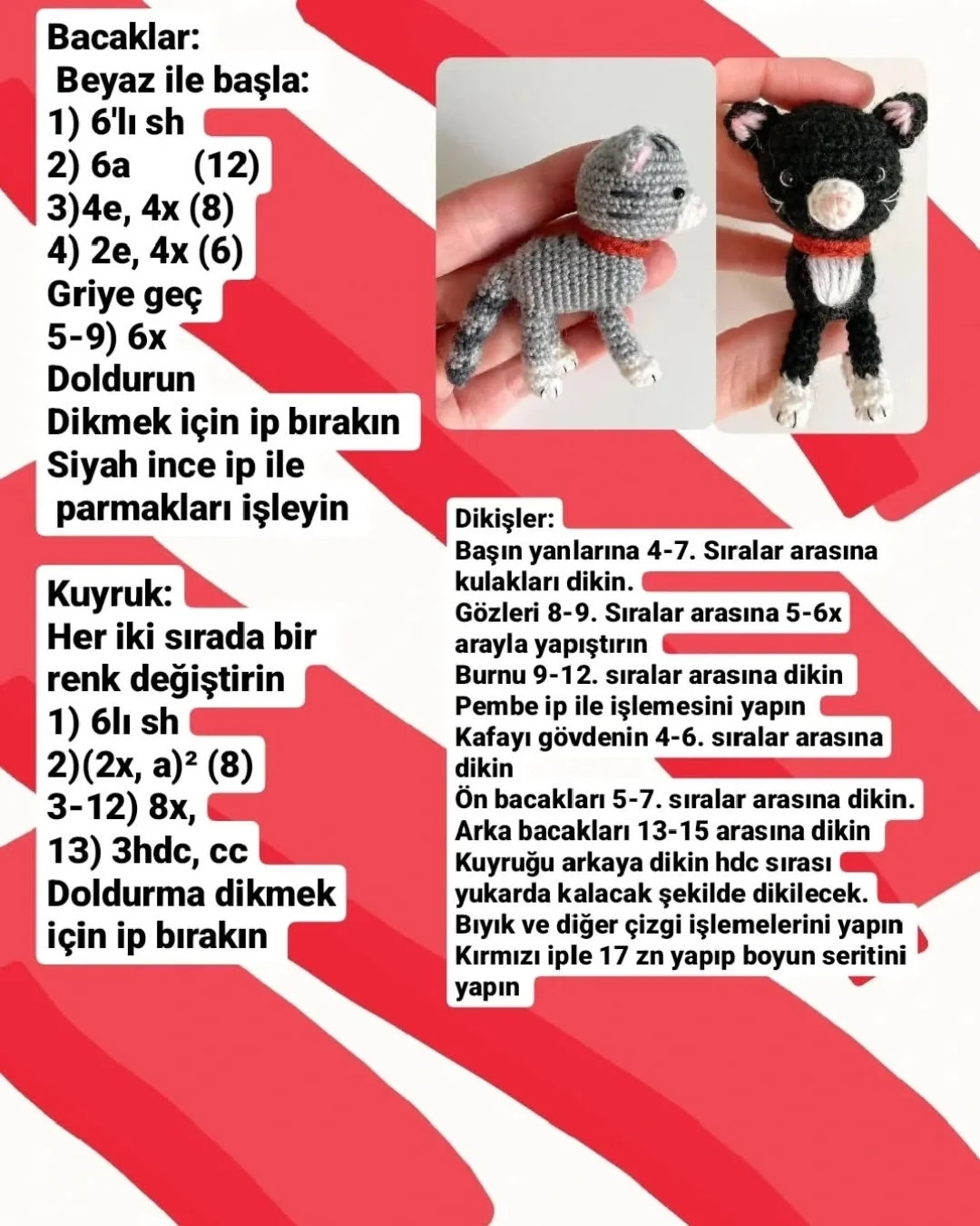İki sevimli kedi yavrusu amigurumi modeli
