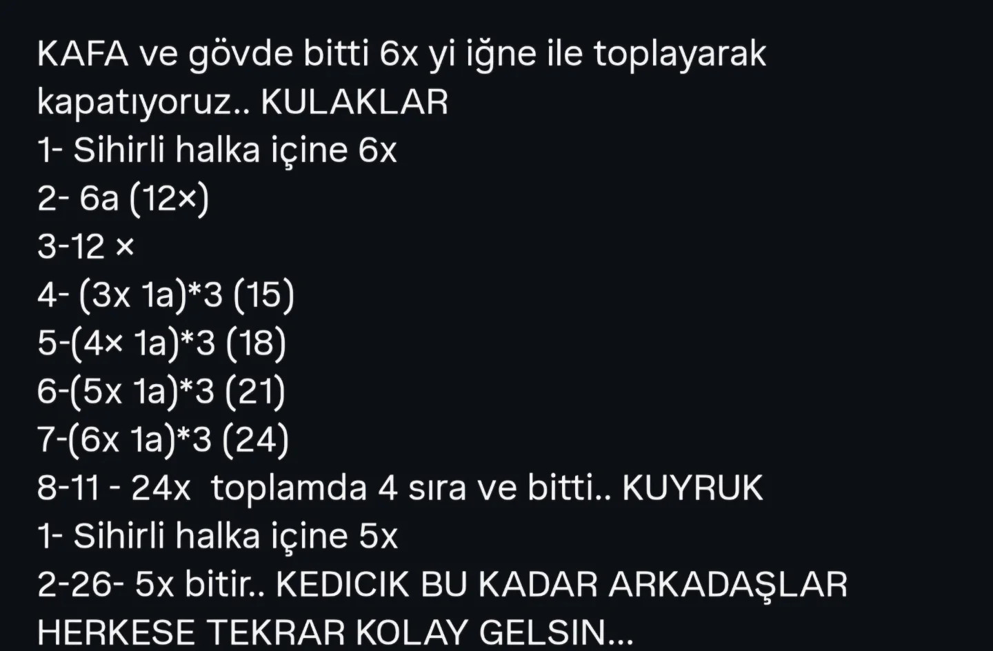 İşte kedicik yapım şeması!