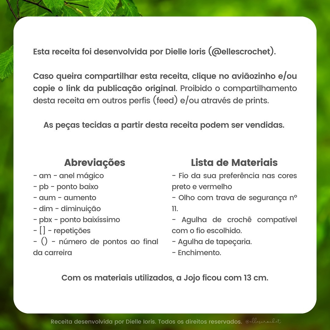 Jojô, a joaninha: Gráfico de amigurumi gratuito