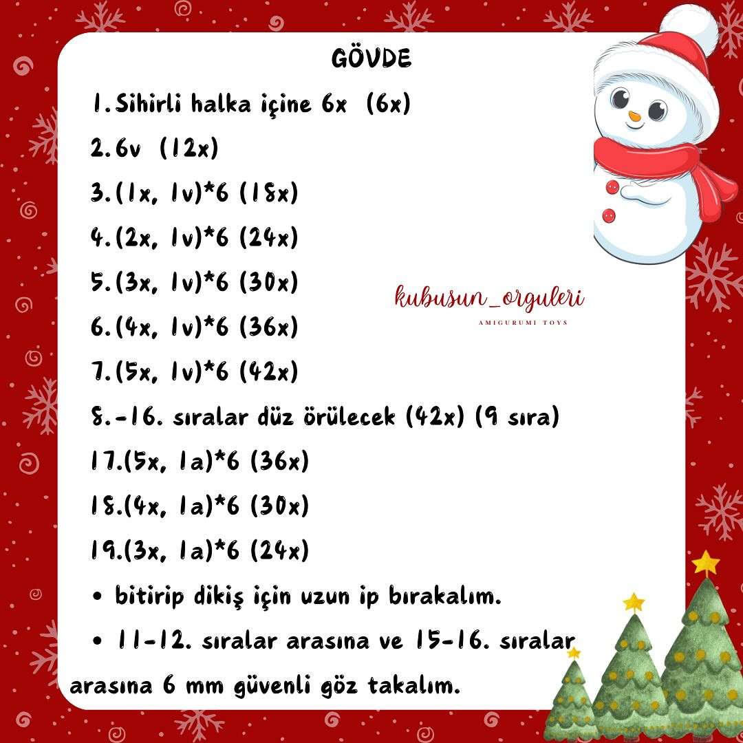 Kardan Adam Amigurumi Tığ İşi Şeması