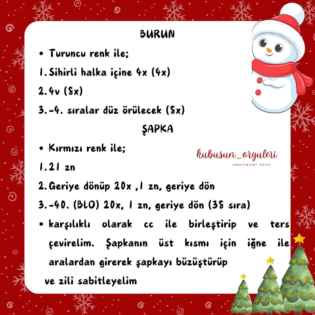 Kardan Adam Amigurumi Tığ İşi Şeması