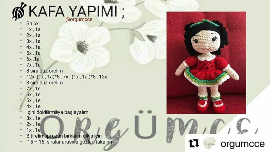 KARPUZ KIZ BEBEK AMIGURUMI ŞEMASI