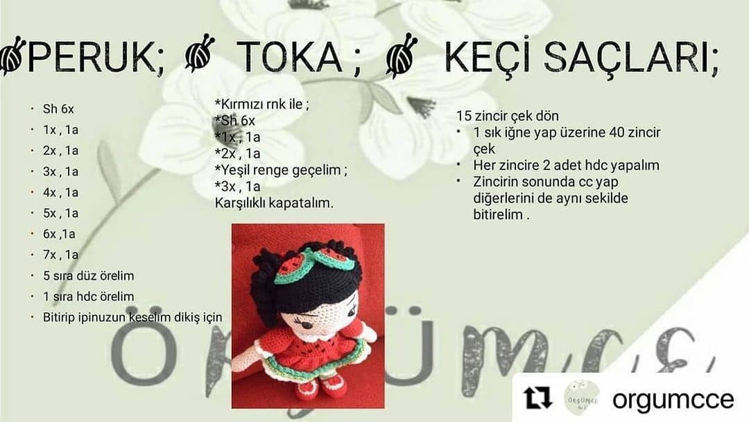 KARPUZ KIZ BEBEK AMIGURUMI ŞEMASI