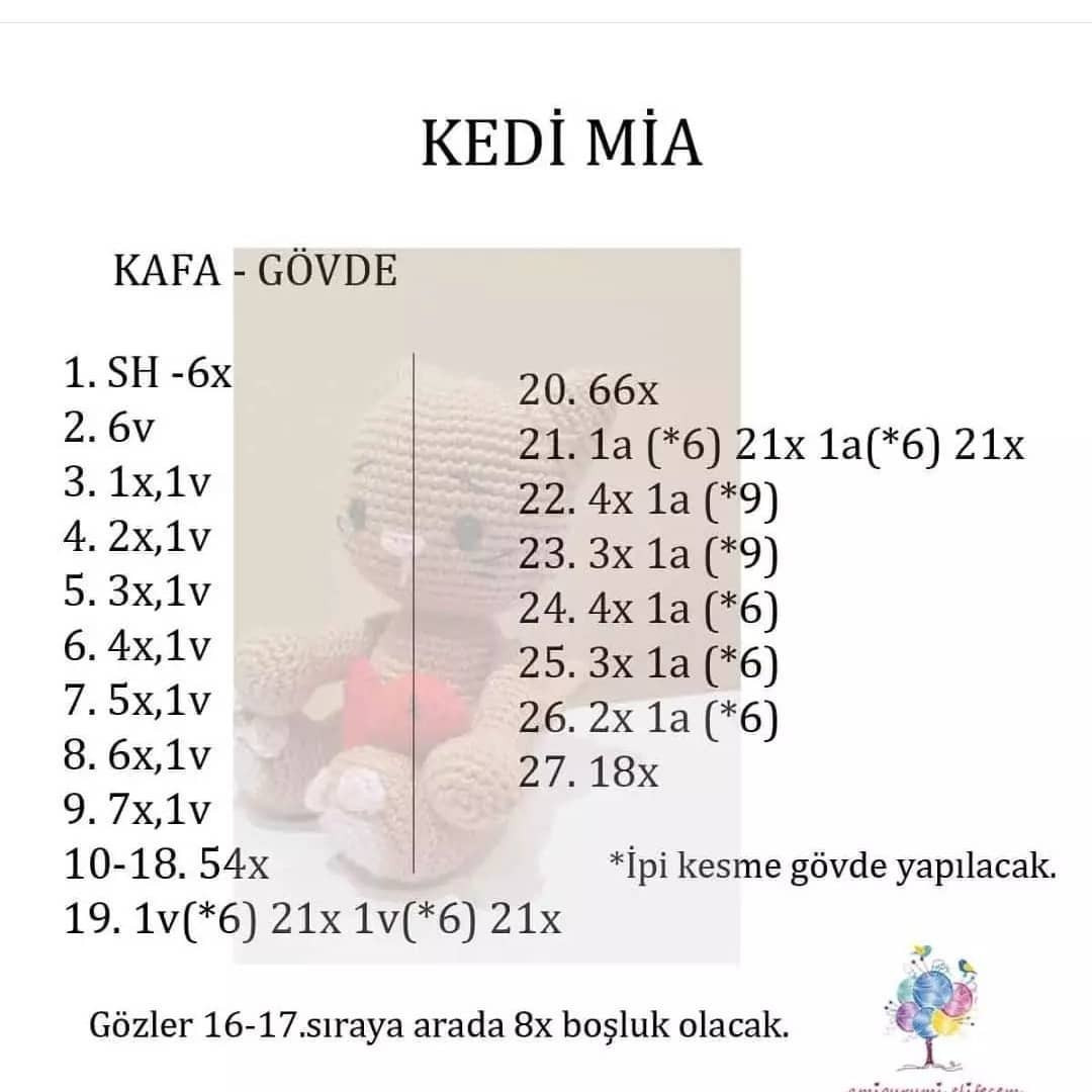 Kedi Mia Amigurumi Tığ İşi Şeması