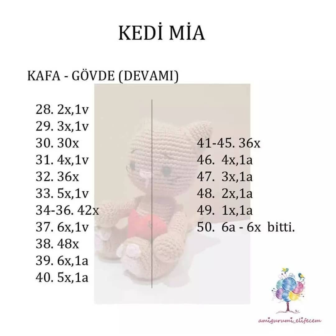 Kedi Mia Amigurumi Tığ İşi Şeması