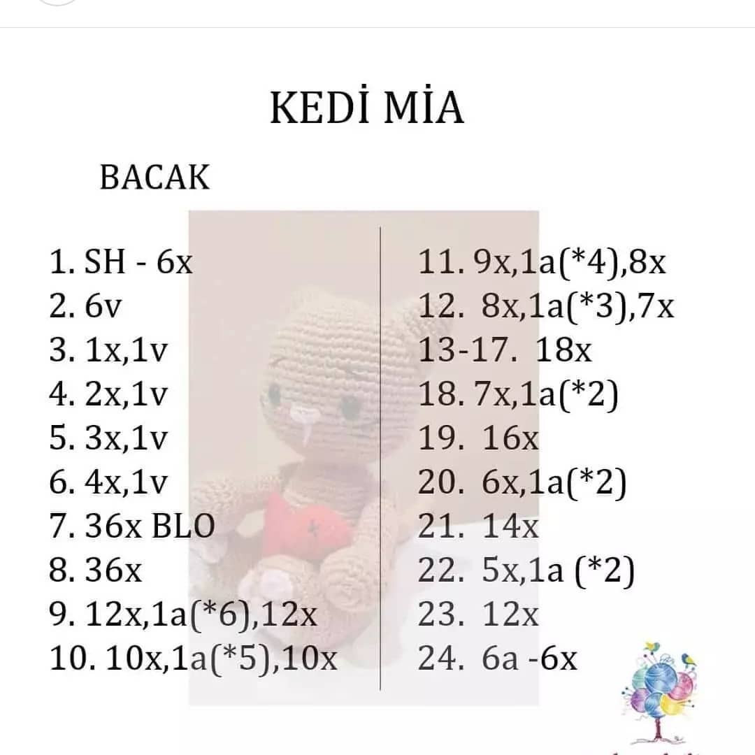 Kedi Mia Amigurumi Tığ İşi Şeması