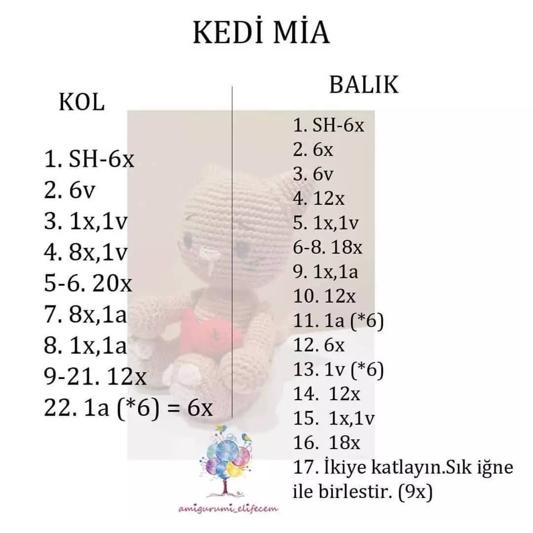 Kedi Mia Amigurumi Tığ İşi Şeması