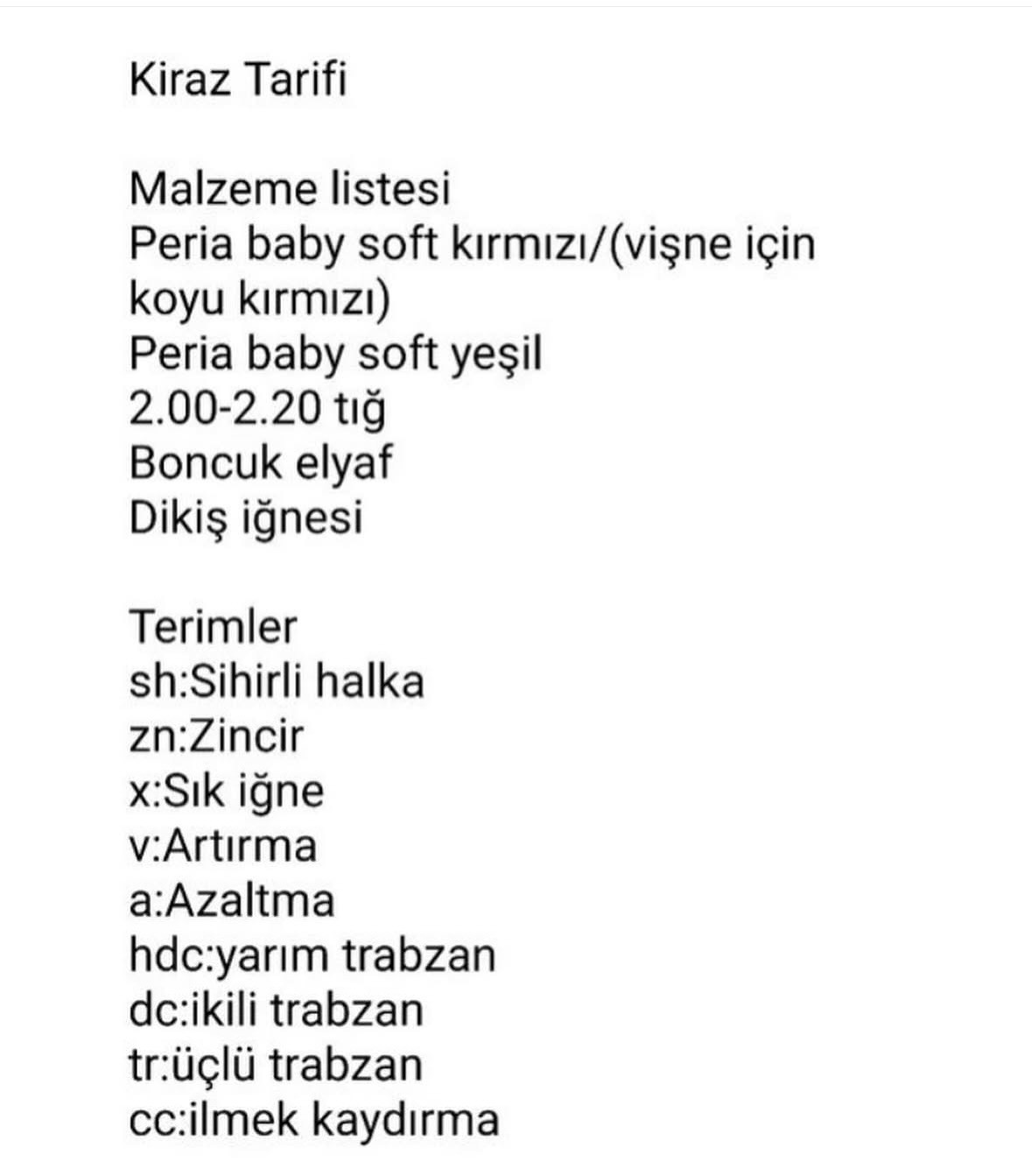Kiraz/Vişne Amigurumi Şeması