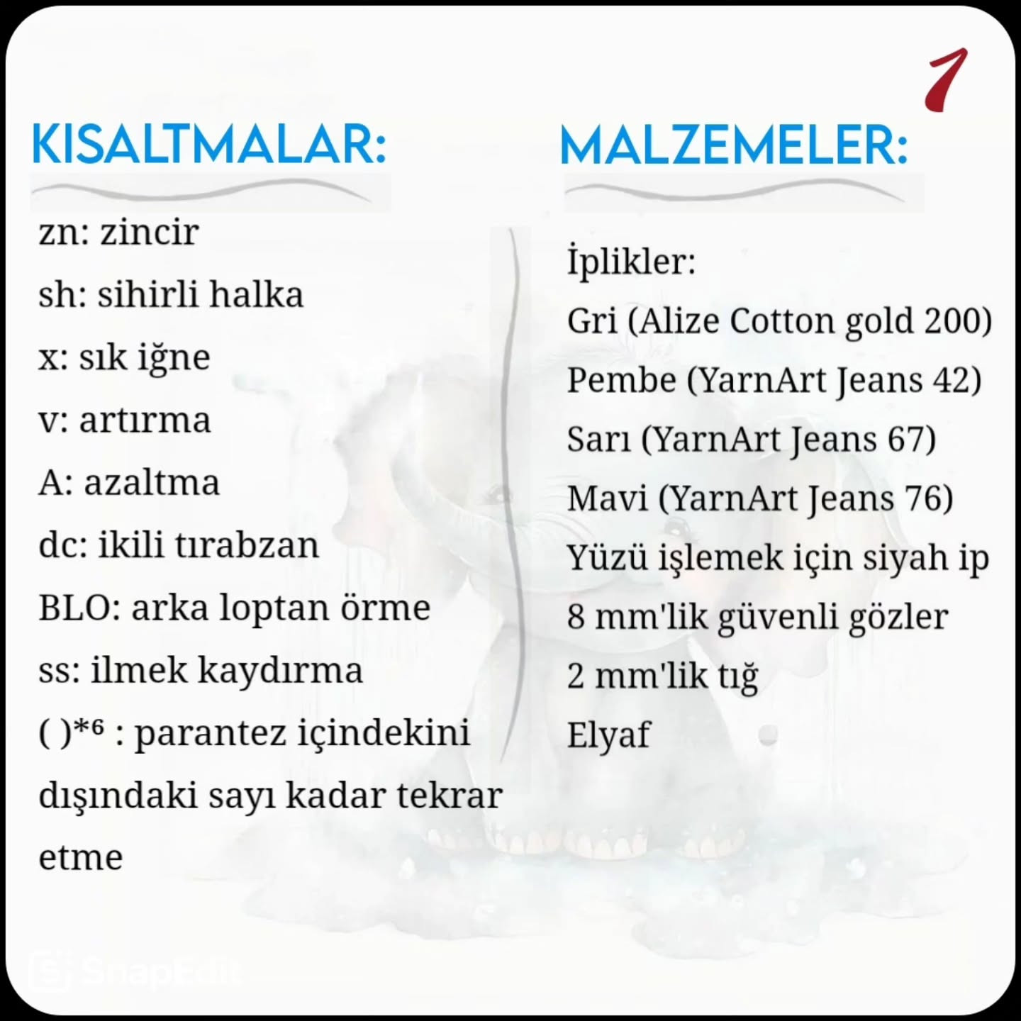 Küçük Fil Amigurumi Şeması Ücretsiz