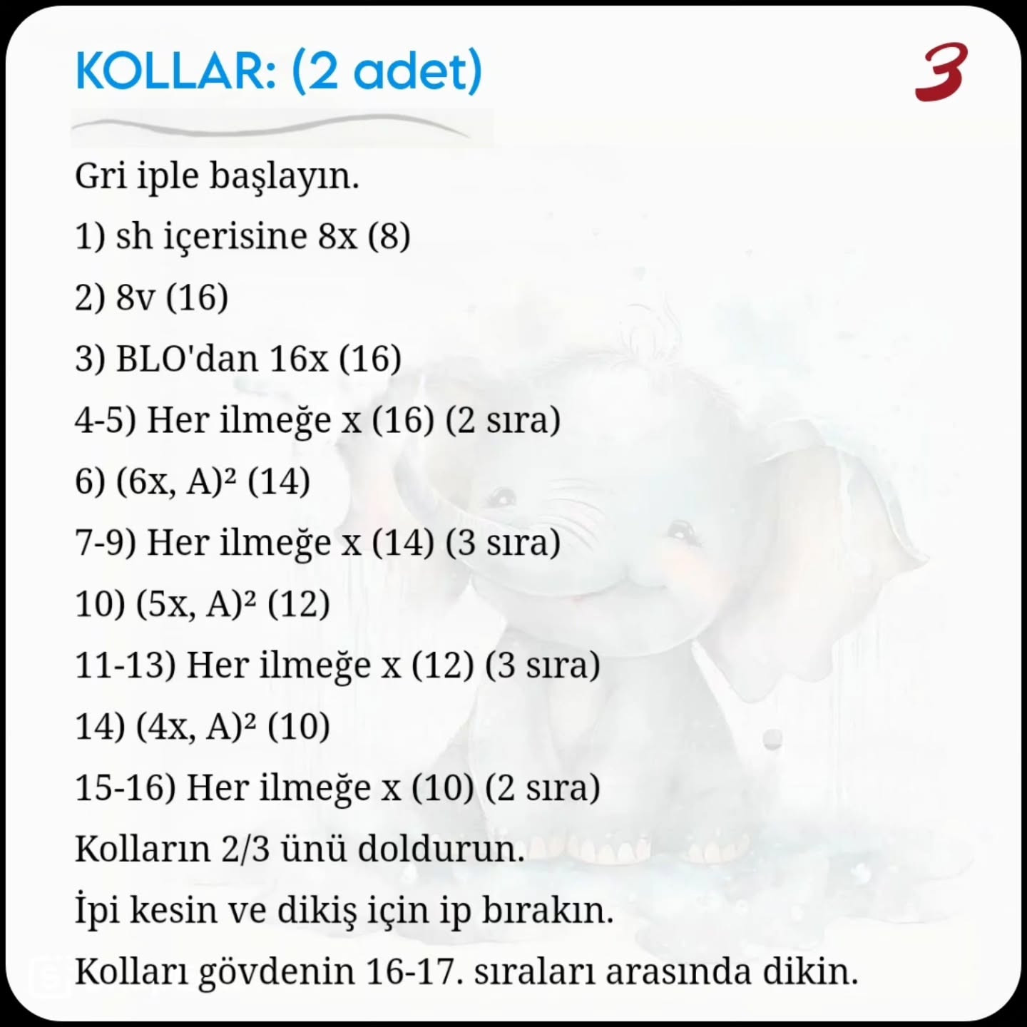 Küçük Fil Amigurumi Şeması Ücretsiz