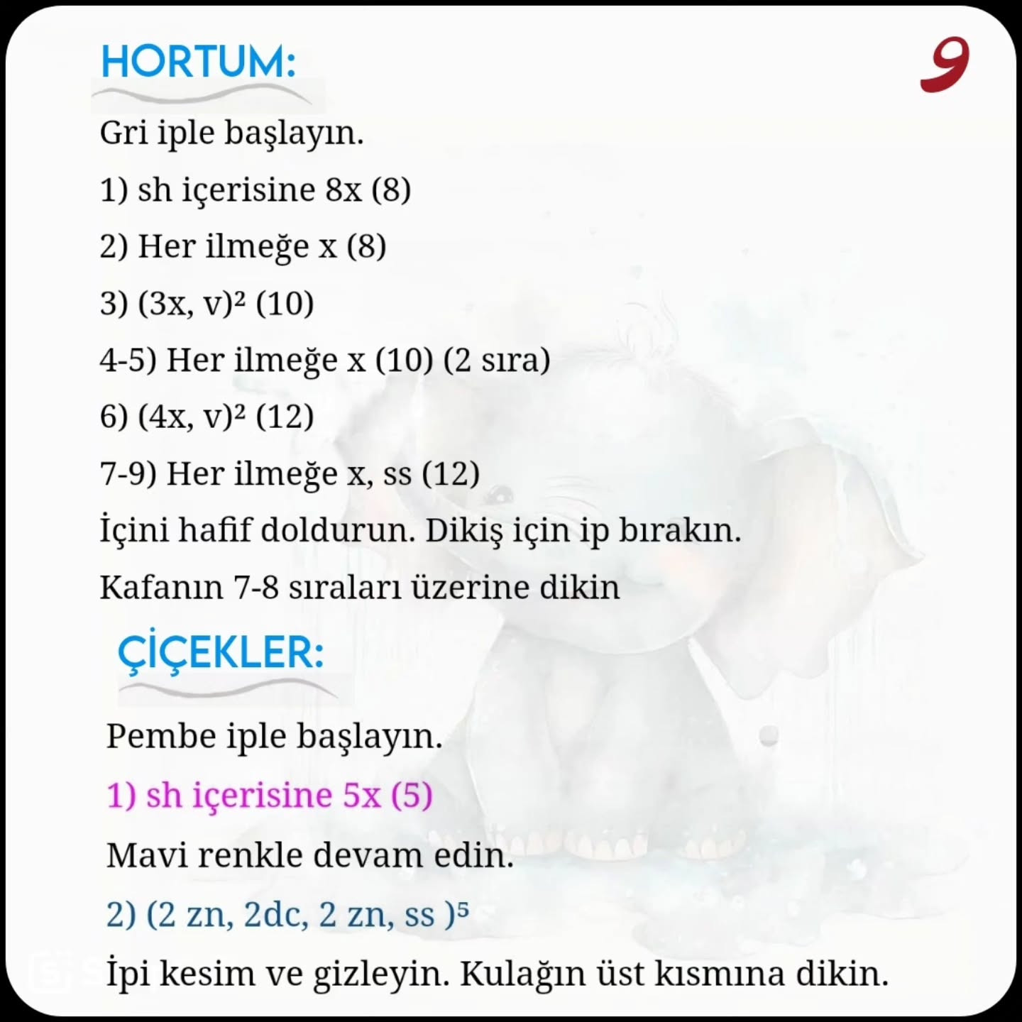 Küçük Fil Amigurumi Şeması Ücretsiz