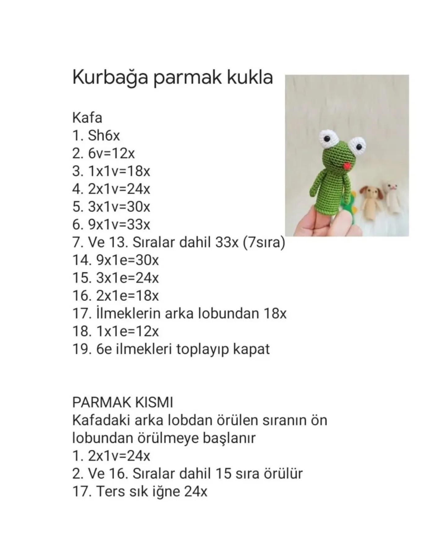 KURBAĞA PARMAK KUKLASI: ÜCRETSİZ ÖRNEK
