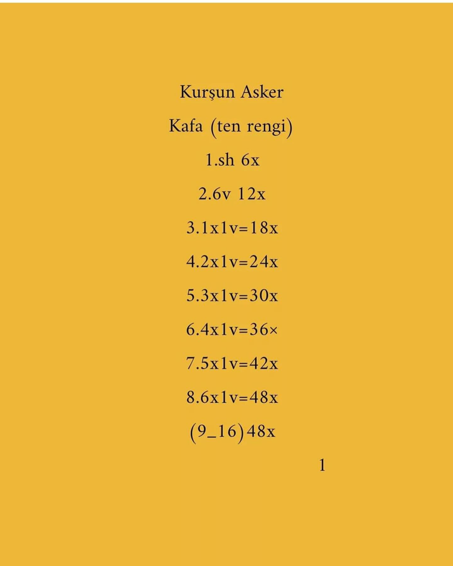 Kurşun Asker Amigurumi Şeması Ücretsiz