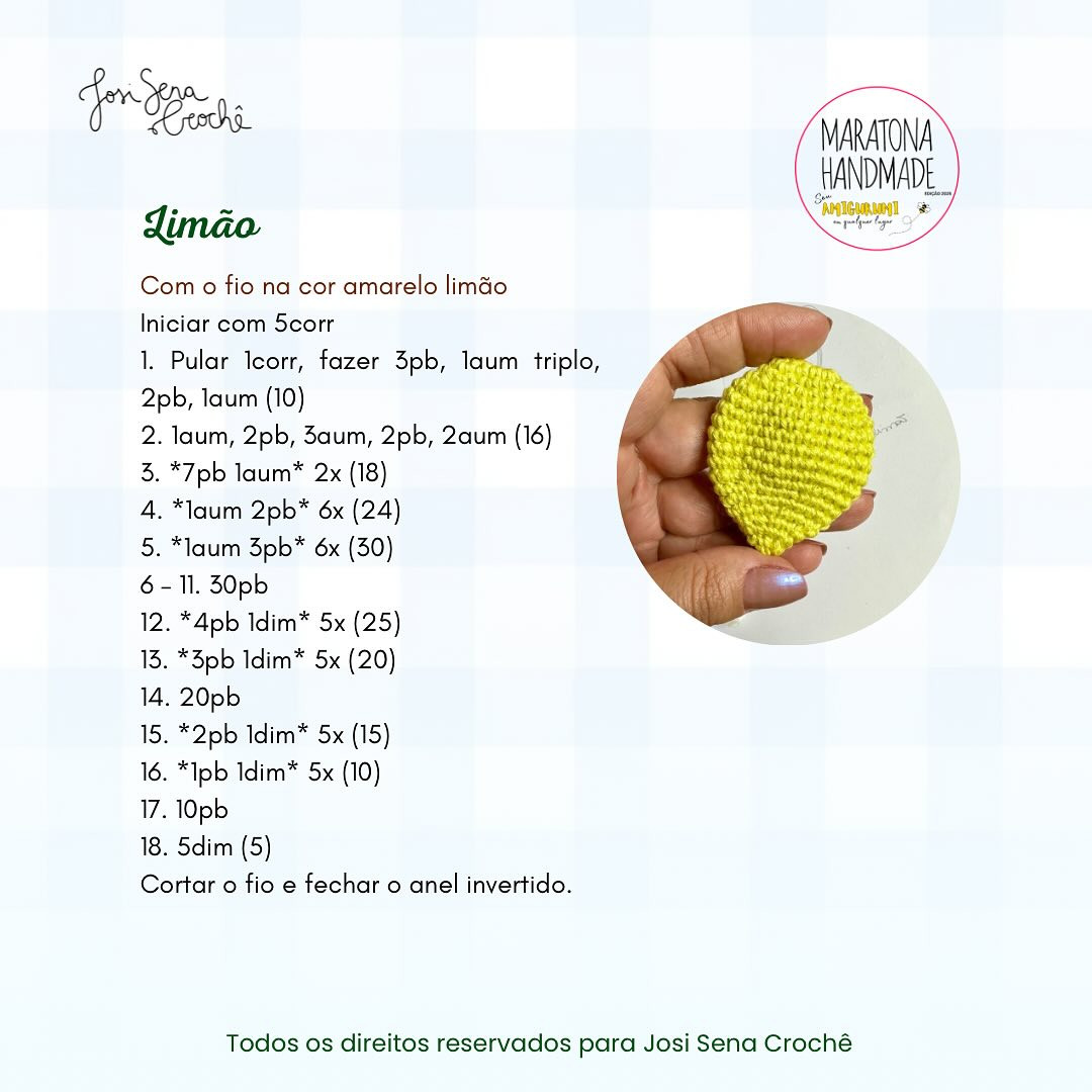 Limão Siciliano Amigurumi: Grátis Receita de Crochê