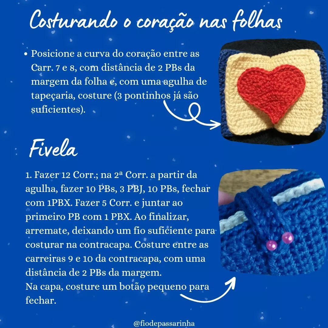 Livro de Crochê: Gráfico de Coração em Formato de Livro