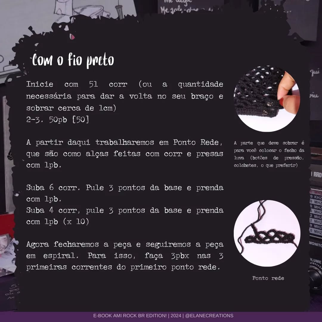 Luva Arrastão em Crochê: Gráfico Gratuito