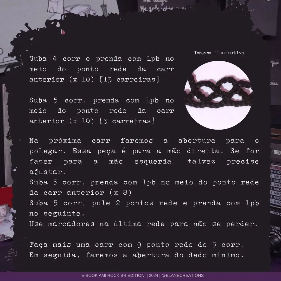 Luva Arrastão em Crochê: Gráfico Gratuito