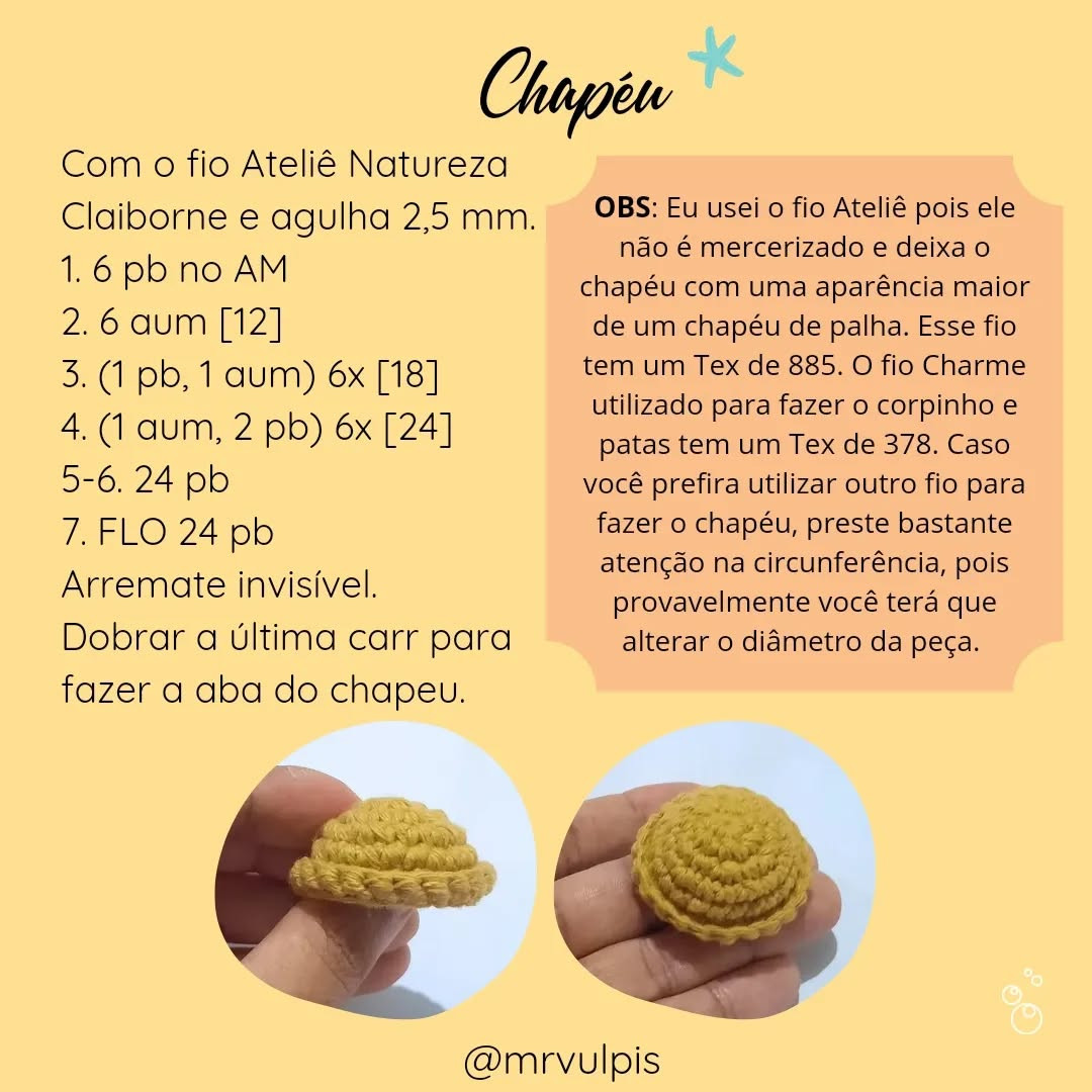 Mangueton Gráfico de crochê de caranguejo amigurumi