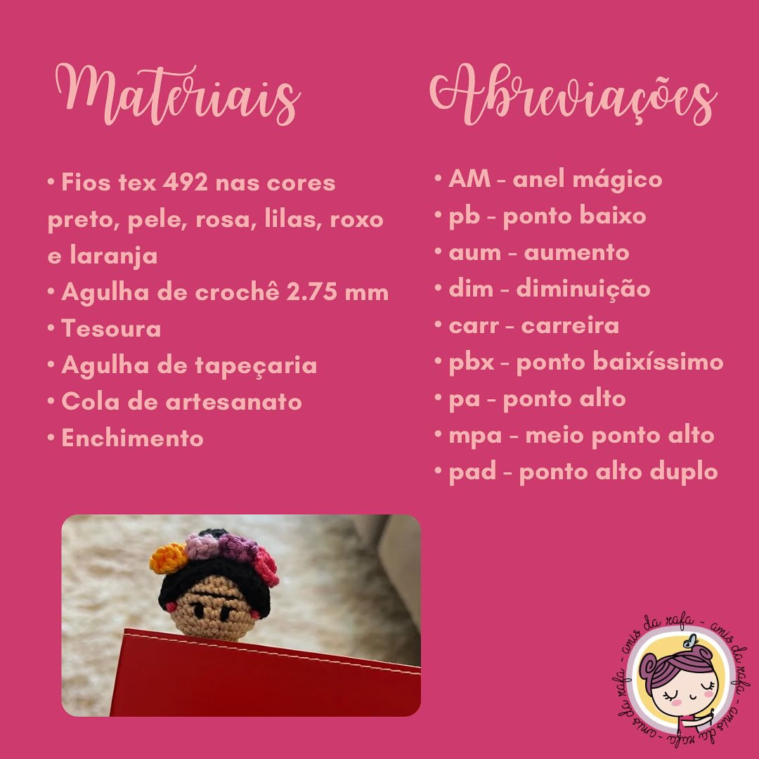 Marcadores de páginas Frida Kahlo em crochê: Grátis!