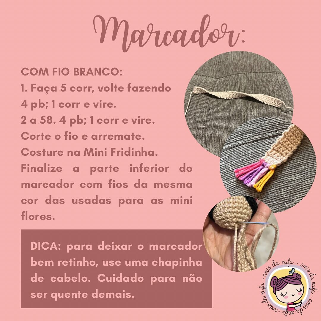 Marcadores de páginas Frida Kahlo em crochê: Grátis!