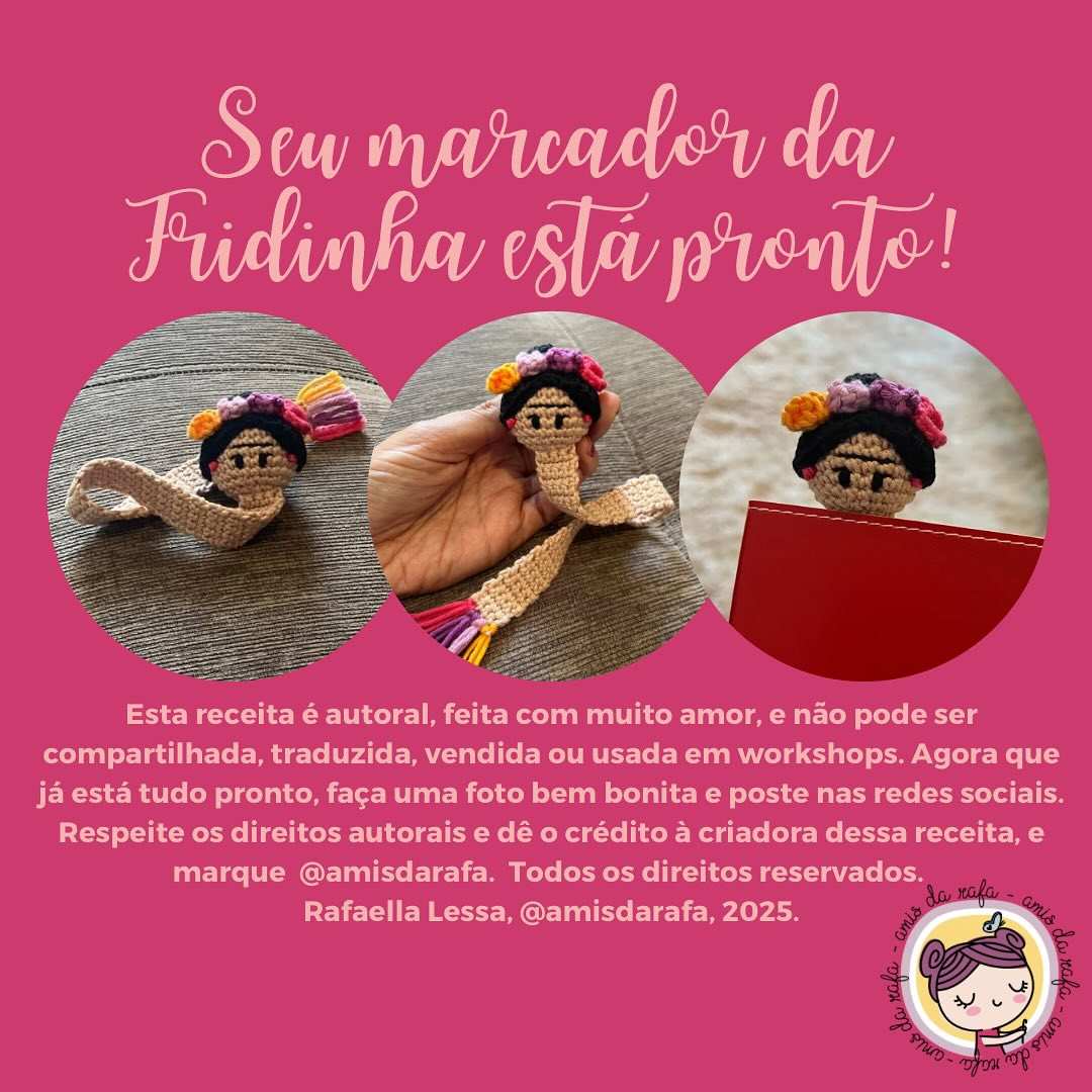 Marcadores de páginas Frida Kahlo em crochê: Grátis!