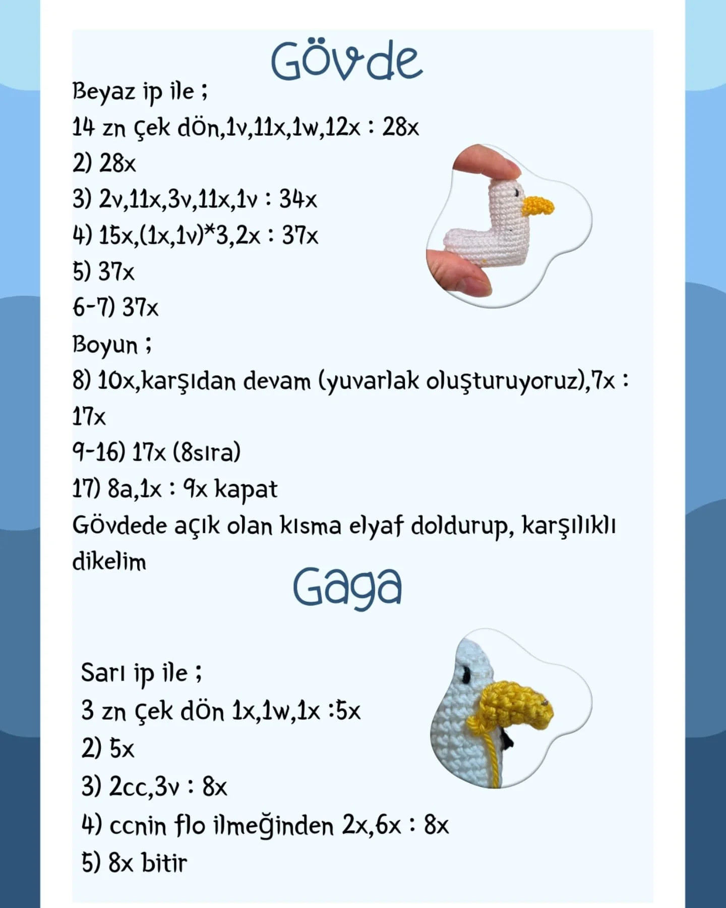 Martı Ollie Amigurumi Tığ İşi Tarifi