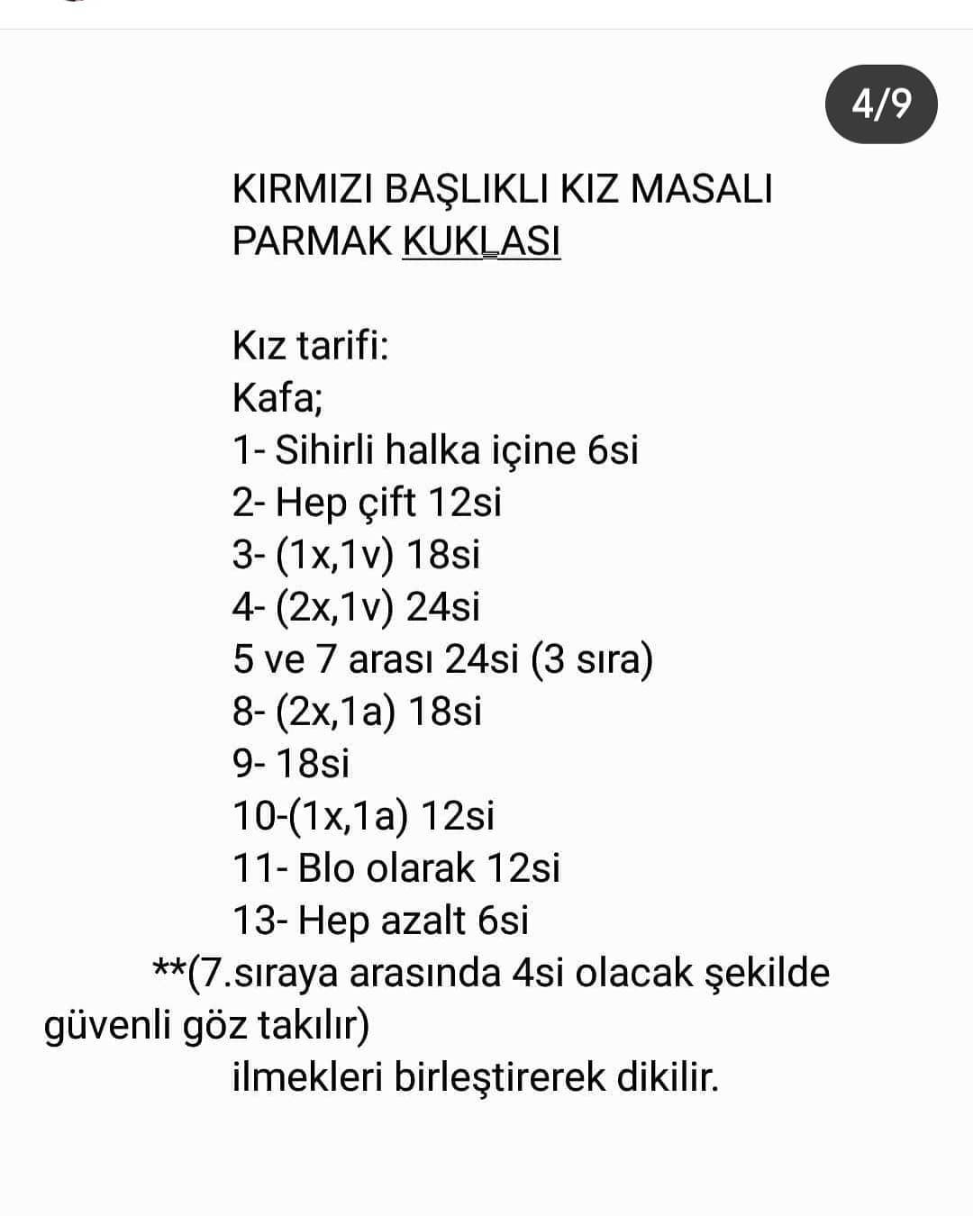 Masal Parmak Kuklaları: Örgü Şeması