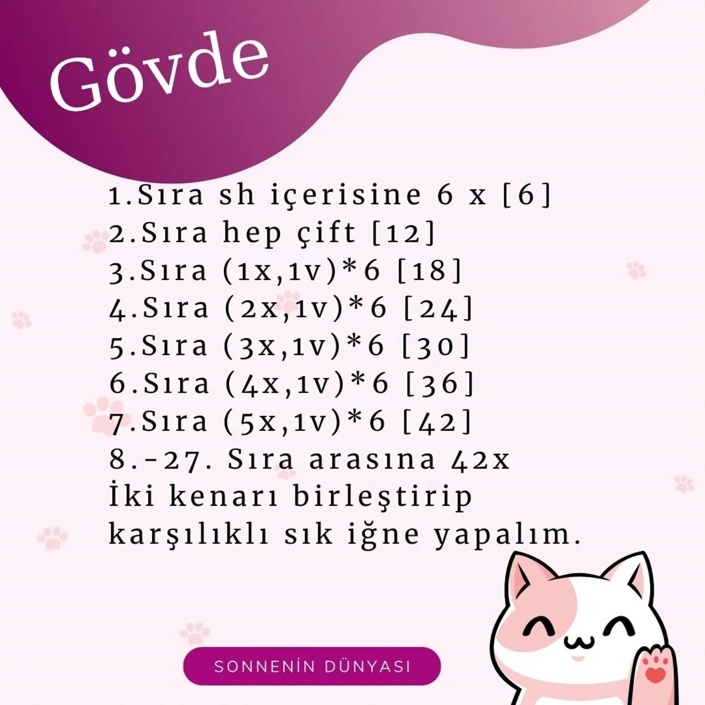 Masum Kediciğin Tığ işi Şeması Ücretsiz