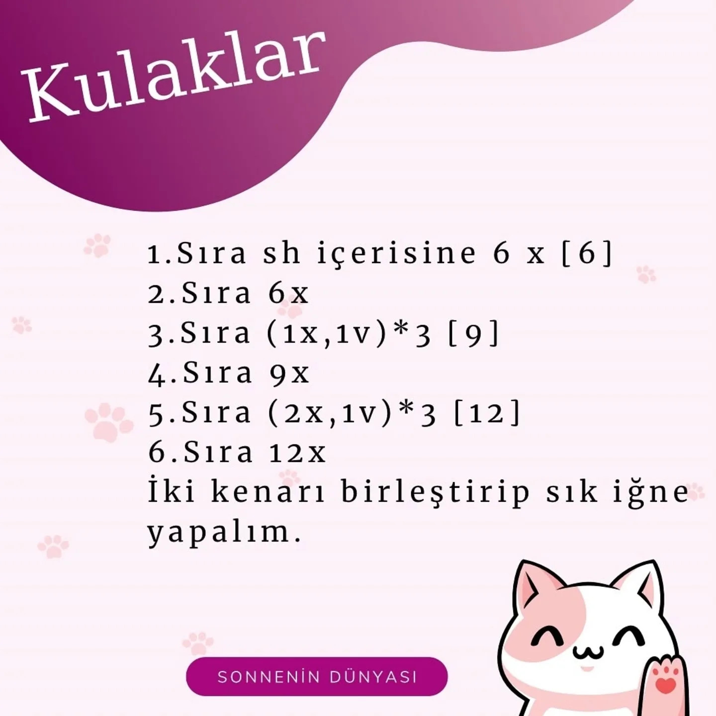Masum Kediciğin Tığ işi Şeması Ücretsiz