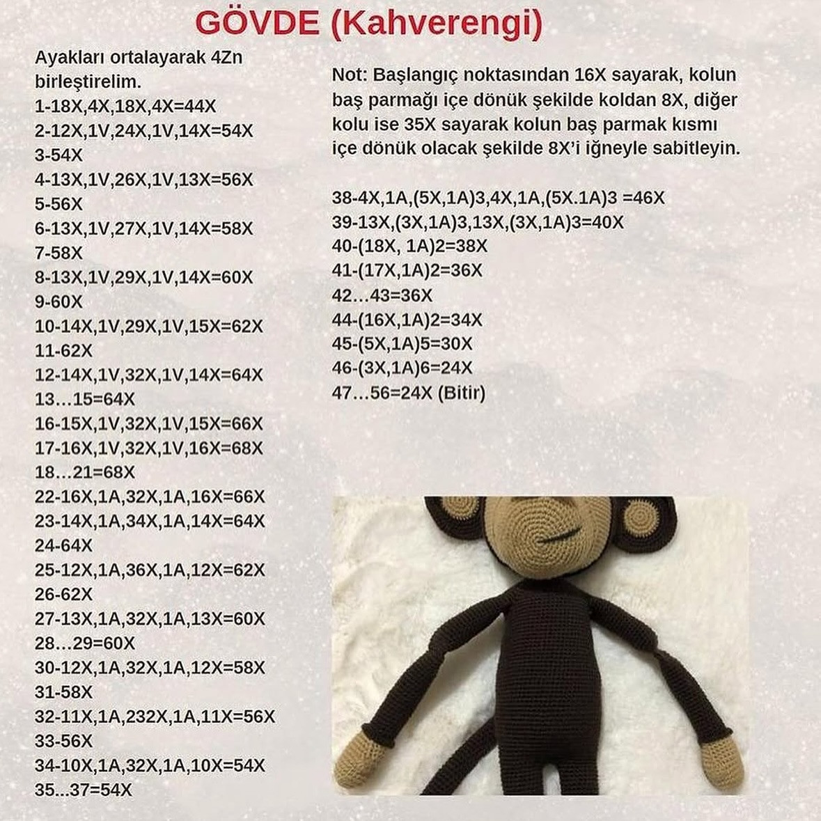 MAYMUN CHARLIE AMIGURUMI TARİFİ: 1.BÖLÜM