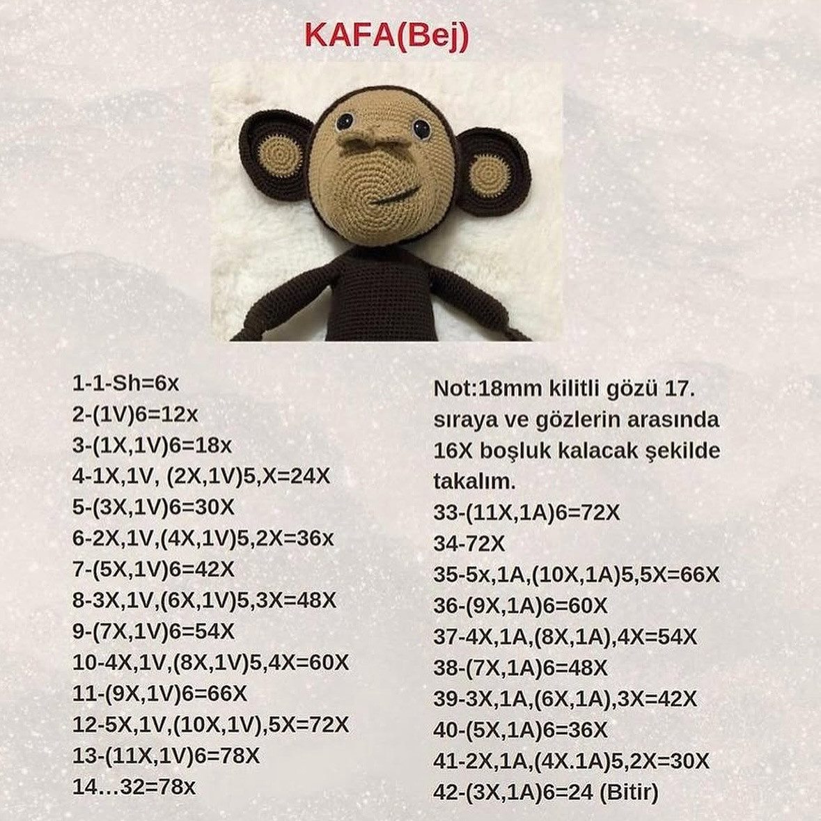 MAYMUN CHARLIE AMIGURUMI TARİFİ: 1.BÖLÜM
