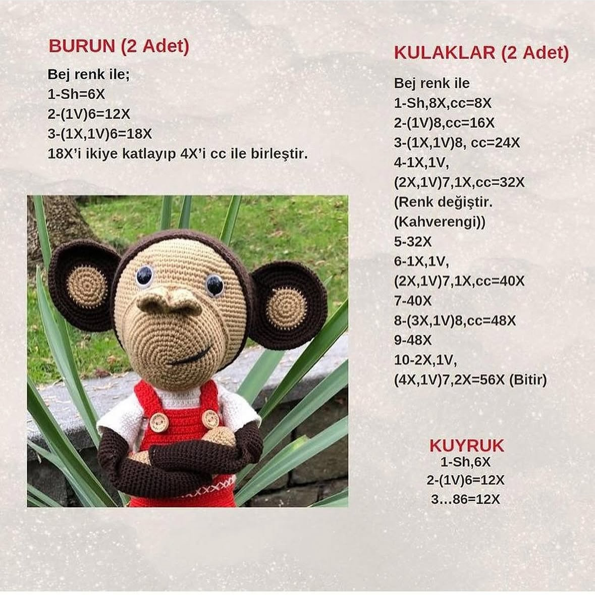 MAYMUN CHARLIE AMIGURUMI TARİFİ: 1.BÖLÜM