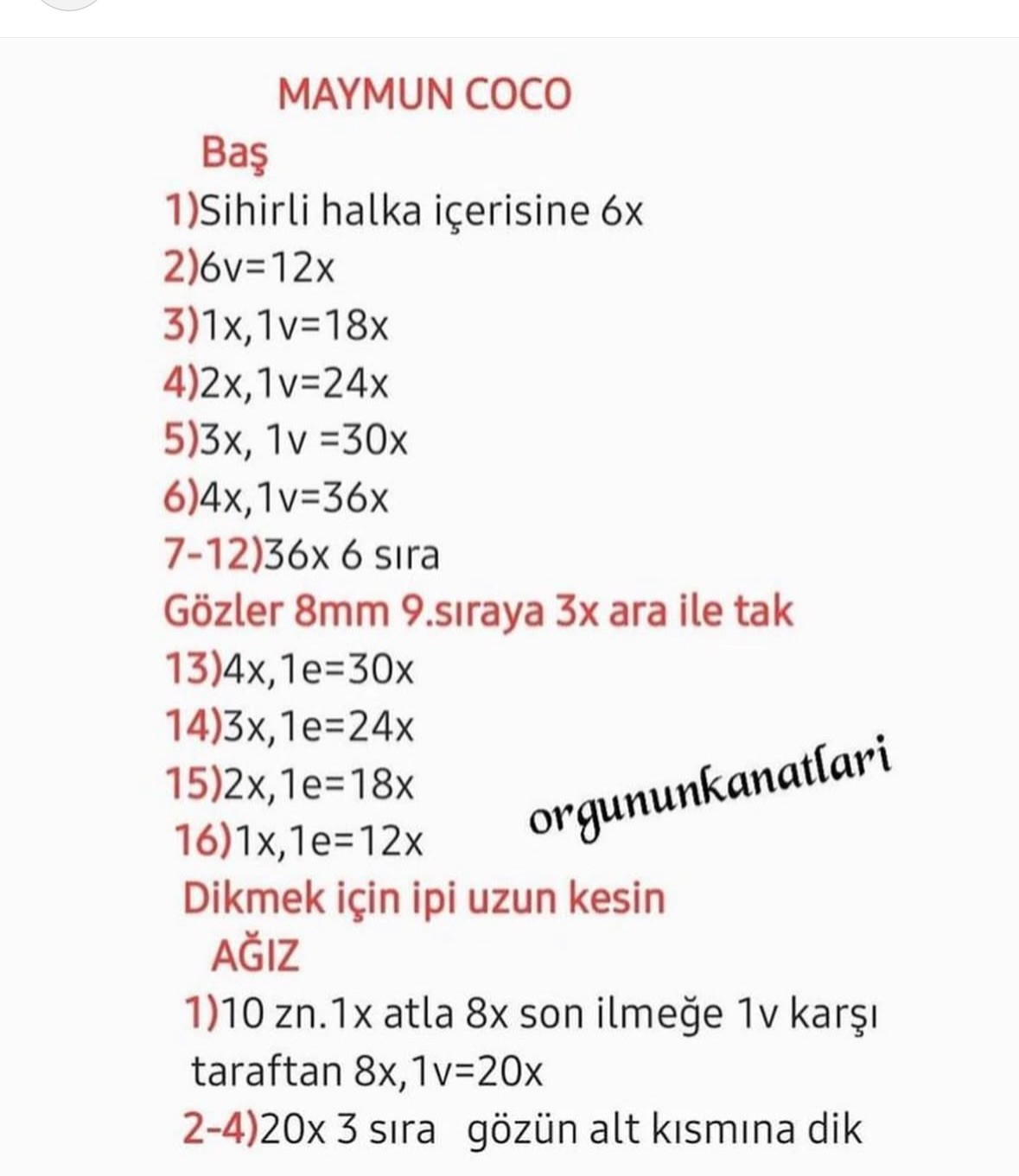 MAYMUN COCO EĞİTİCİ OYUNCAĞI: ÜCRETSİZ Tığ İşi ŞEMASI