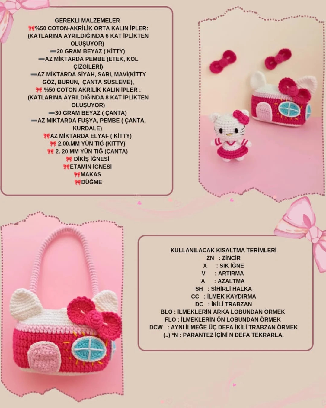 MİNİ ÇANTA VE HELLO KITTY ÖRNEK TARİFİ