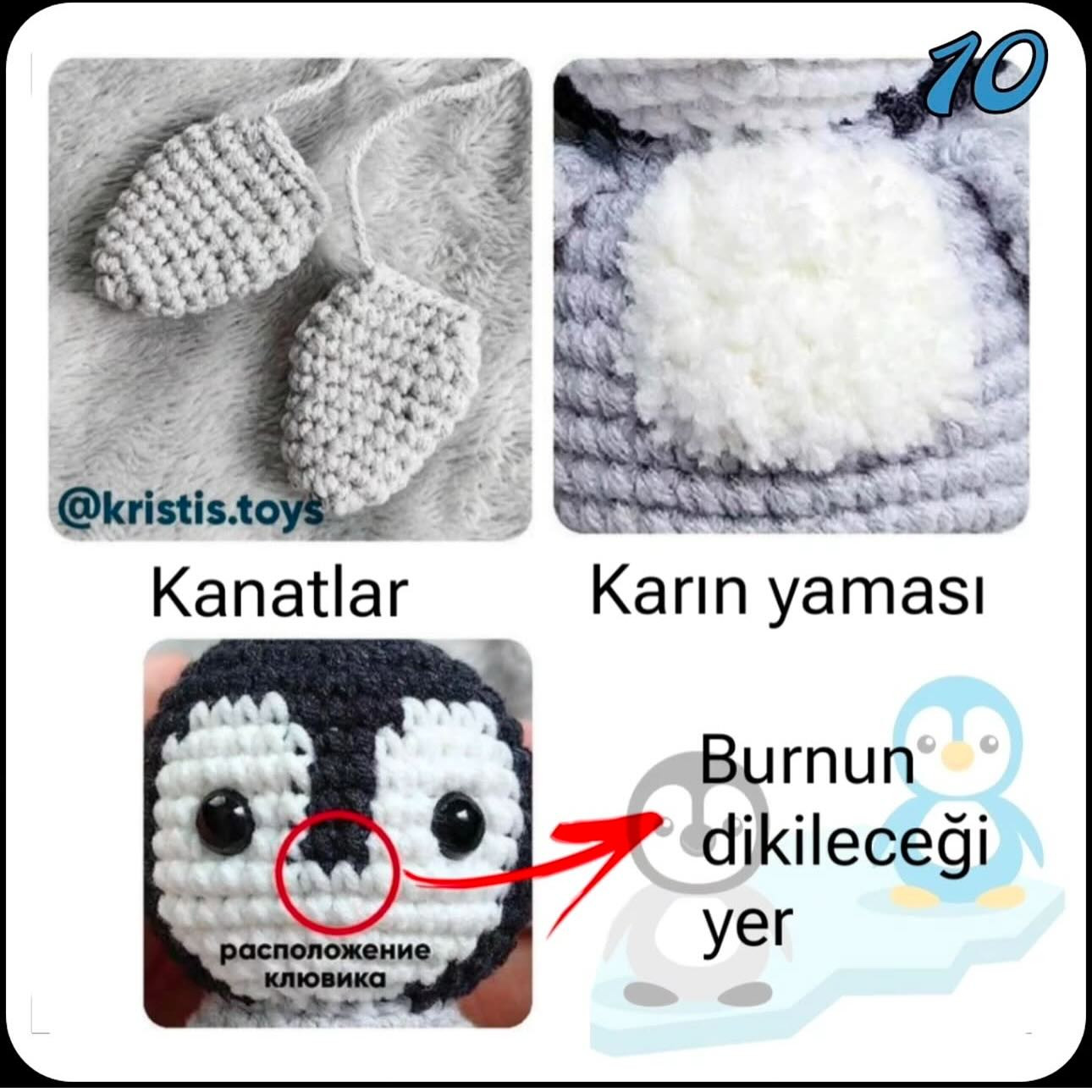 MİNİK PENGUEN AMİGURUMİ TARİFİ