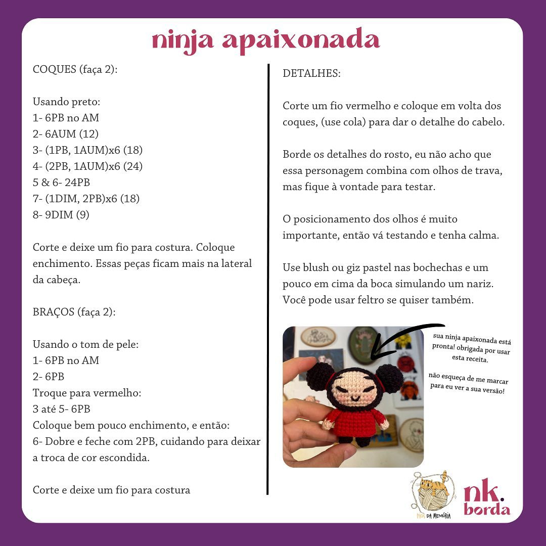 Ninja apaixonada: Grátis receita de amigurumi