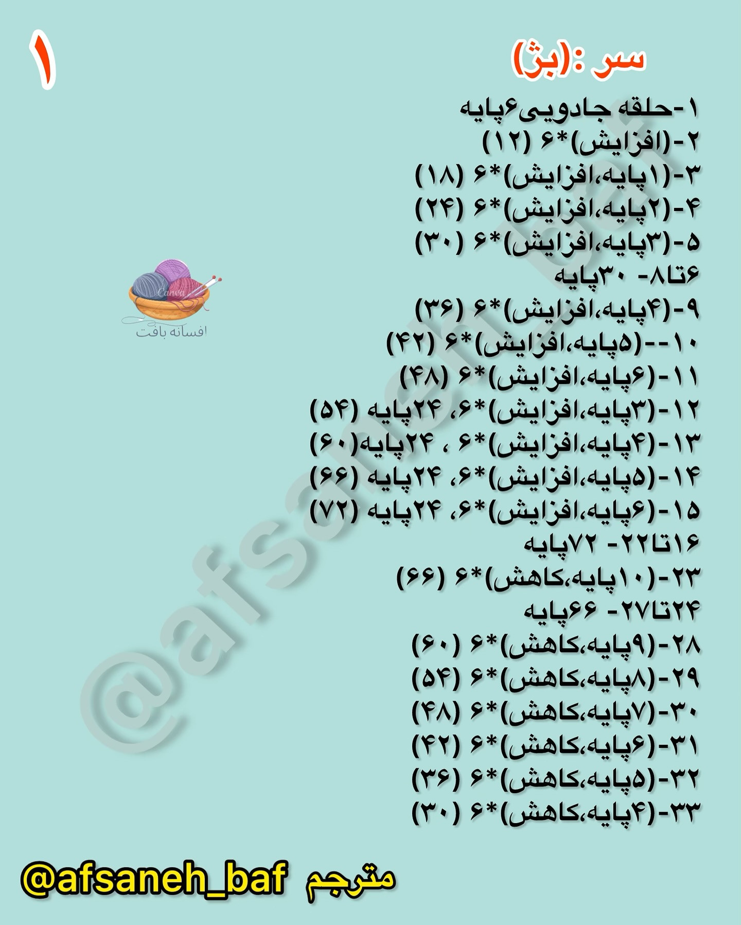 نمودار بافتنی عروسک خرس بامزه