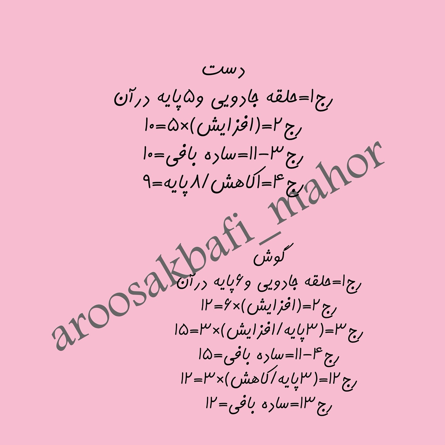 نمودار بافتنی خرگوش بامزه