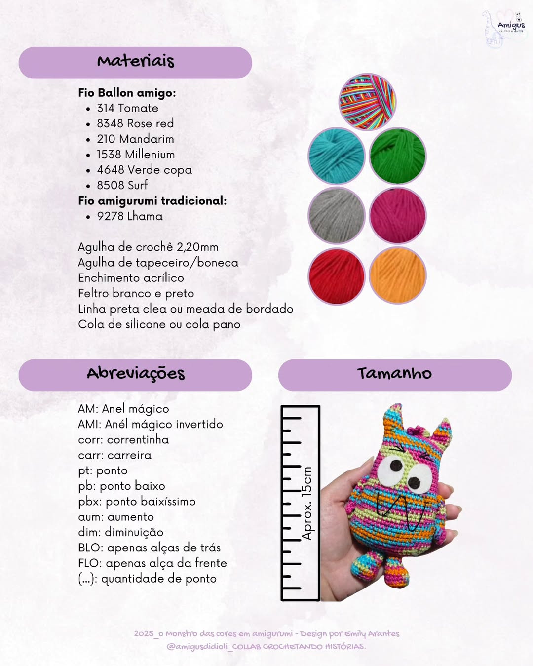 O Monstro das Cores: Gráfico de Amigurumi Grátis